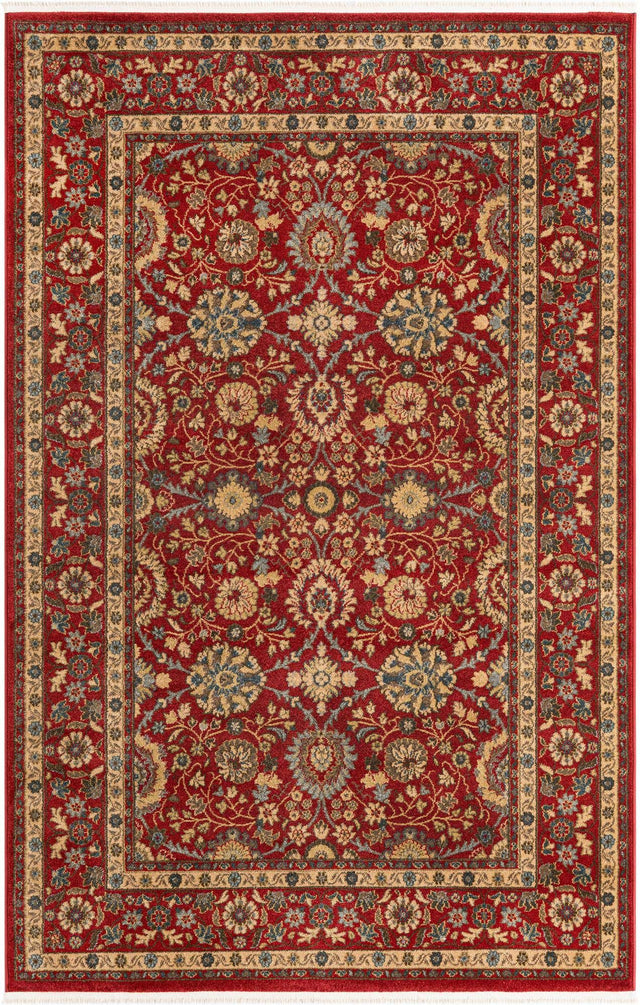 Red 5' 1 x 8' Edinburgh Rectangle Area Rug 100% Polypropylene Easy Clean With Cotton Backing Traditional Classic Design Carpet for Living, Dining Room, Office for Sale at Rug Engine