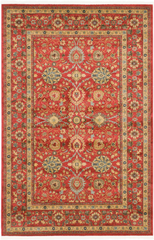 Red 6' 1 x 9' Edinburgh Rectangle Area Rug 100% Polypropylene Easy Clean With Cotton Backing Traditional Classic Design Carpet for Living, Dining Room, Office for Sale at Rug Engine