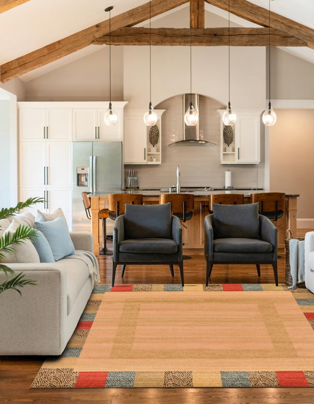 Beige 8' x 8' Fars Square Area Rug 100% Polypropylene Unique Traditional Carpet for Classical Living, Dining Room & Office Spaces for Sale at Rug Engine