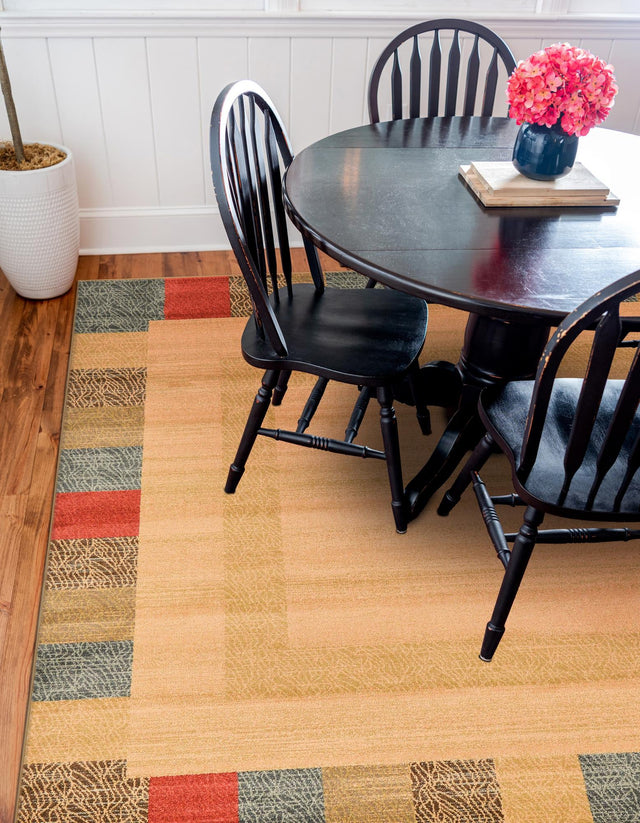 Beige 8' x 8' Fars Square Area Rug 100% Polypropylene Unique Traditional Carpet for Classical Living, Dining Room & Office Spaces for Sale at Rug Engine