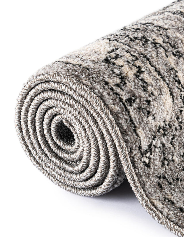 Gray 6' 1 x 6' 1 La Jolla Square Area Rug 100% Polypropylene Traditional Pattern Easy Clean Carpet for Living, Dining, Bedroom, Office for Sale at Rug Engine