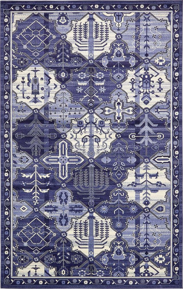 Blue 10' 6 x 16' 5 La Jolla Rectangle Area Rug 100% Polypropylene Traditional Pattern Easy Clean Carpet for Living, Dining, Bedroom, Office for Sale at Rug Engine