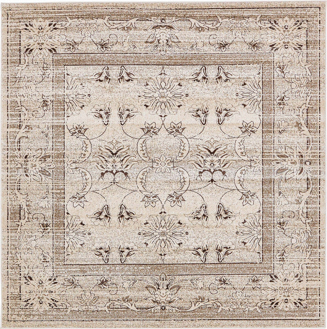 Ivory 7' 10 x 7' 10 La Jolla Square Area Rug 100% Polypropylene Traditional Pattern Easy Clean Carpet for Living, Dining, Bedroom, Office for Sale at Rug Engine