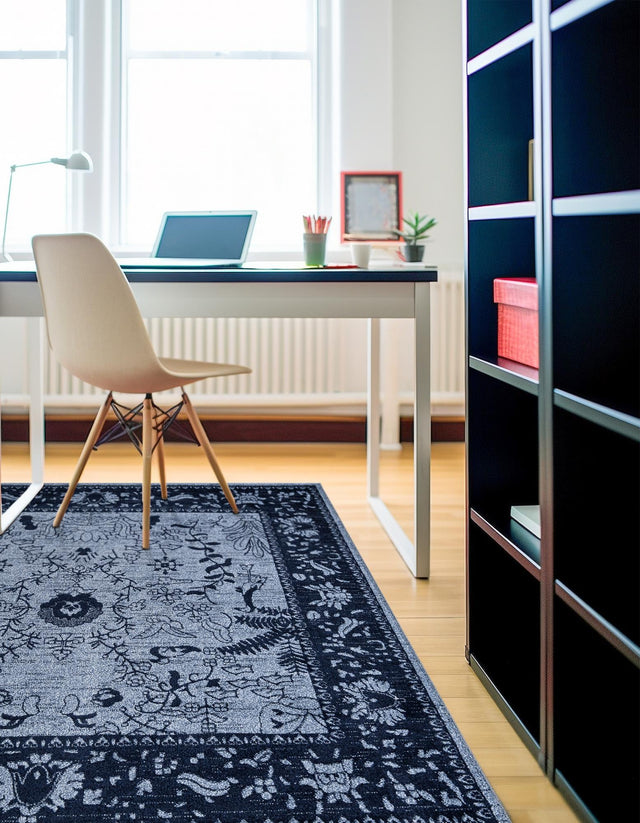 Blue 7' 10 x 7' 10 La Jolla Square Area Rug 100% Polypropylene Traditional Pattern Easy Clean Carpet for Living, Dining, Bedroom, Office for Sale at Rug Engine