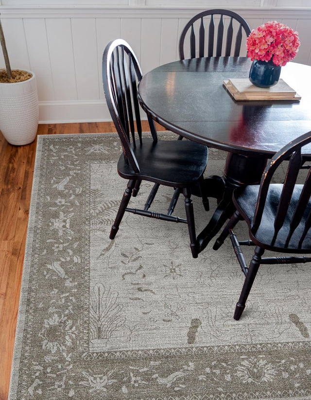 Light Gray 6' 1 x 6' 1 La Jolla Square Area Rug 100% Polypropylene Traditional Pattern Easy Clean Carpet for Living, Dining, Bedroom, Office for Sale at Rug Engine