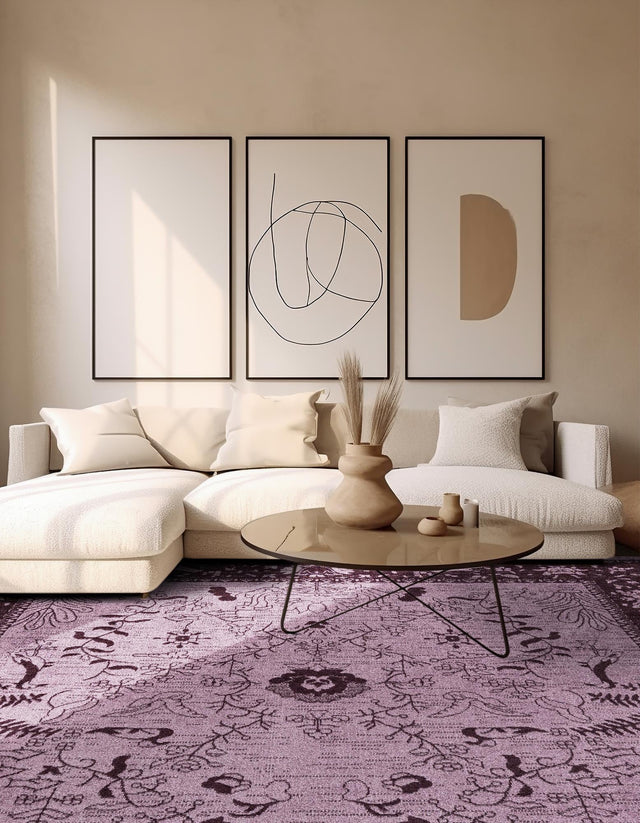 Purple 10' x 10' La Jolla Square Area Rug 100% Polypropylene Traditional Pattern Easy Clean Carpet for Living, Dining, Bedroom, Office for Sale at Rug Engine