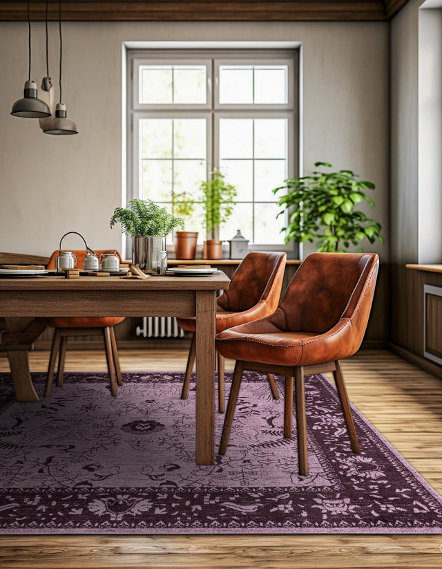 Purple 7' 10 x 7' 10 La Jolla Square Area Rug 100% Polypropylene Traditional Pattern Easy Clean Carpet for Living, Dining, Bedroom, Office for Sale at Rug Engine