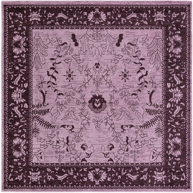 Purple 7' 10 x 7' 10 La Jolla Square Area Rug 100% Polypropylene Traditional Pattern Easy Clean Carpet for Living, Dining, Bedroom, Office for Sale at Rug Engine