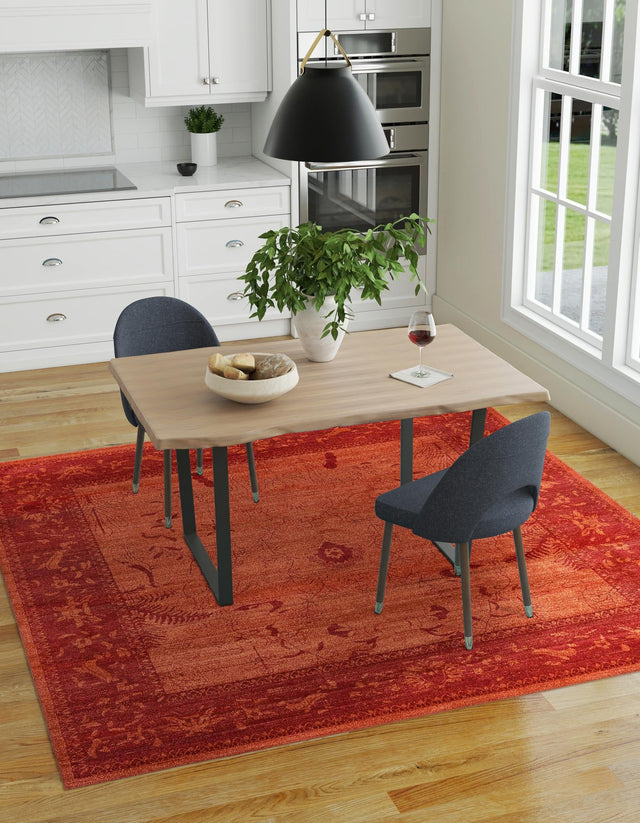 Rust Red 10' x 10' La Jolla Square Area Rug 100% Polypropylene Traditional Pattern Easy Clean Carpet for Living, Dining, Bedroom, Office for Sale at Rug Engine