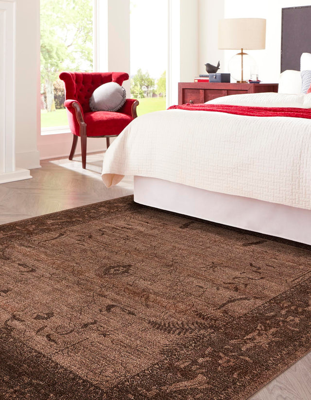 Brown 10' x 10' La Jolla Square Area Rug 100% Polypropylene Traditional Pattern Easy Clean Carpet for Living, Dining, Bedroom, Office for Sale at Rug Engine