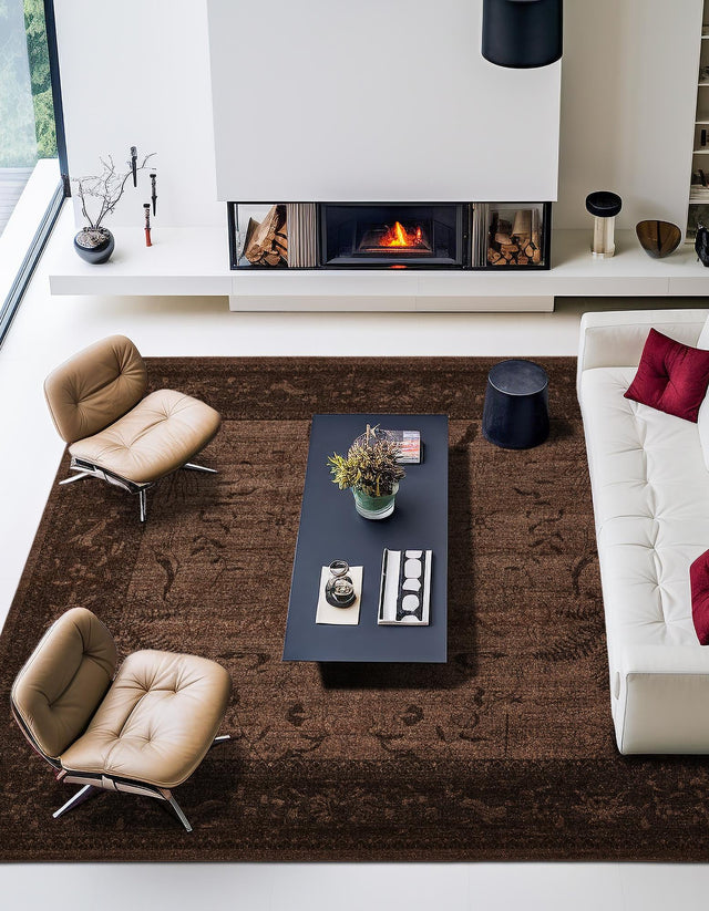 Brown 7' 10 x 7' 10 La Jolla Square Area Rug 100% Polypropylene Traditional Pattern Easy Clean Carpet for Living, Dining, Bedroom, Office for Sale at Rug Engine