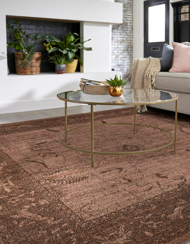 Brown 7' 10 x 7' 10 La Jolla Square Area Rug 100% Polypropylene Traditional Pattern Easy Clean Carpet for Living, Dining, Bedroom, Office for Sale at Rug Engine