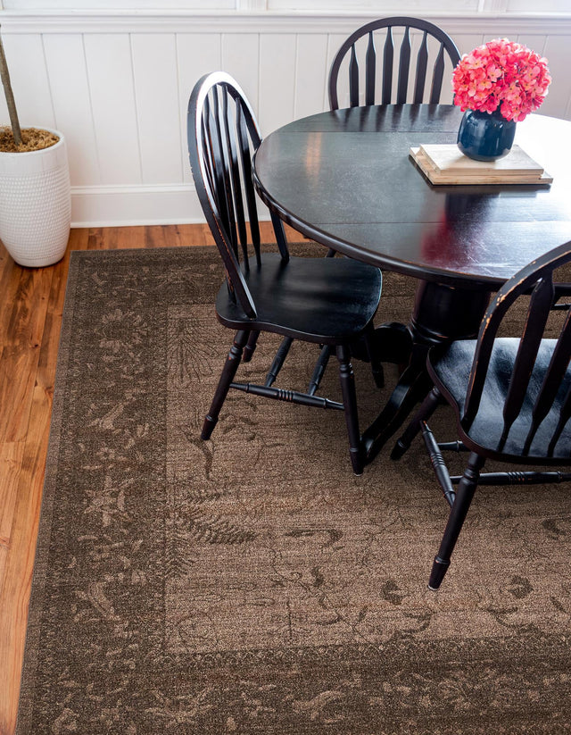 Brown 7' 10 x 7' 10 La Jolla Square Area Rug 100% Polypropylene Traditional Pattern Easy Clean Carpet for Living, Dining, Bedroom, Office for Sale at Rug Engine