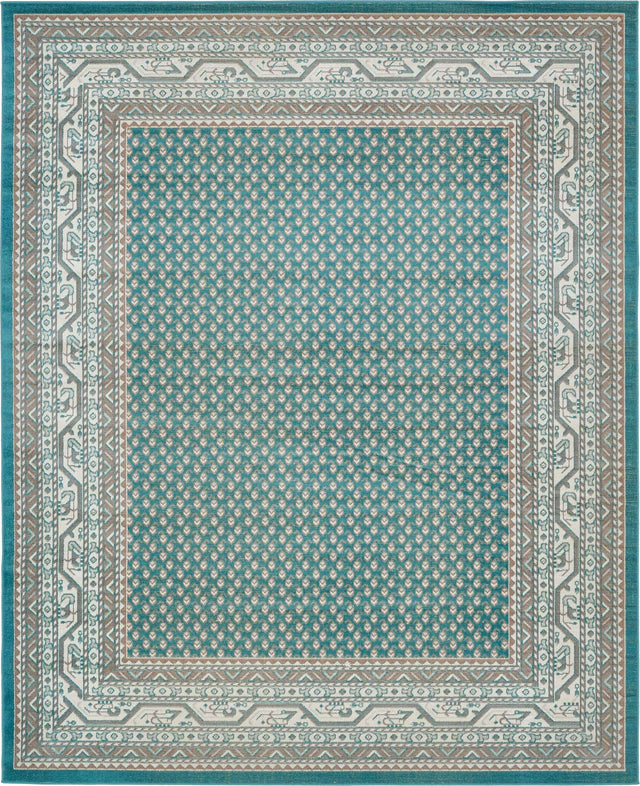 Turquoise 8' x 10' Williamsburg Rectangle Area Rug 100% Polypropylene With Cotton Backing Durable Easy Clean Stain Resistant Carpet for Sale at Rug Engine