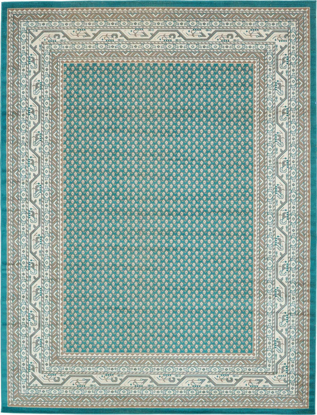 Turquoise 9' x 12' 2 Williamsburg Rectangle Area Rug 100% Polypropylene With Cotton Backing Durable Easy Clean Stain Resistant Carpet for Sale at Rug Engine