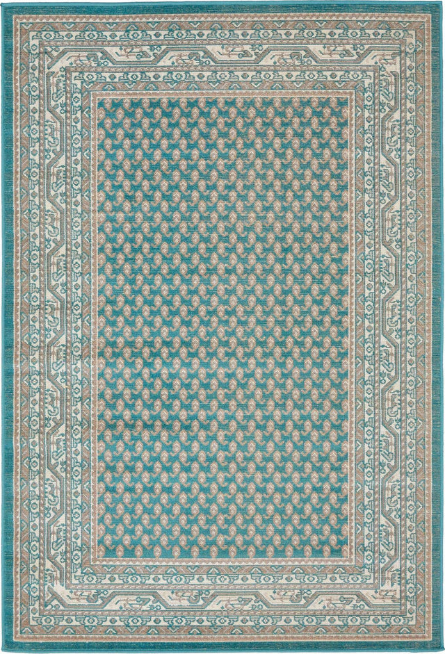 Turquoise 4' 1 x 6' 1 Williamsburg Rectangle Area Rug 100% Polypropylene With Cotton Backing Durable Easy Clean Stain Resistant Carpet for Sale at Rug Engine