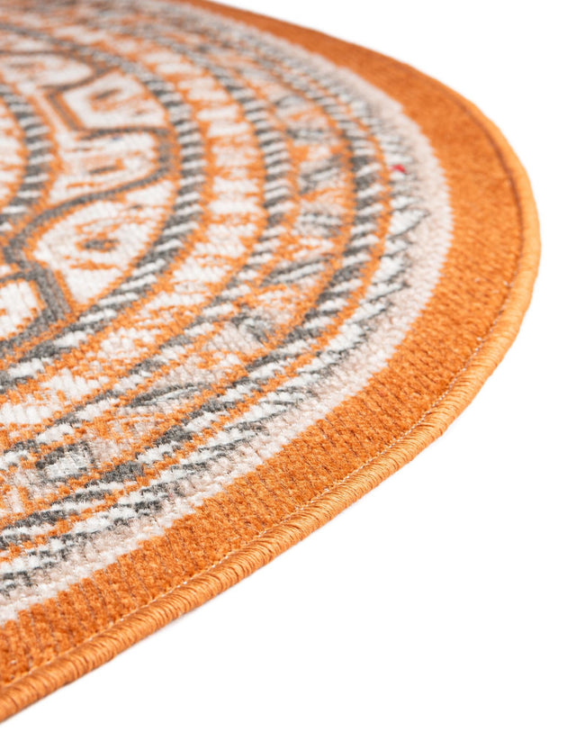 Orange 5' 1 x 5' 1 Williamsburg Round Area Rug 100% Polypropylene With Cotton Backing Durable Easy Clean Stain Resistant Carpet for Sale at Rug Engine