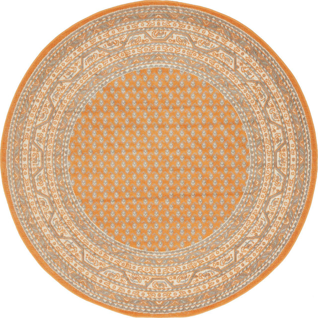 Orange 5' 1 x 5' 1 Williamsburg Round Area Rug 100% Polypropylene With Cotton Backing Durable Easy Clean Stain Resistant Carpet for Sale at Rug Engine
