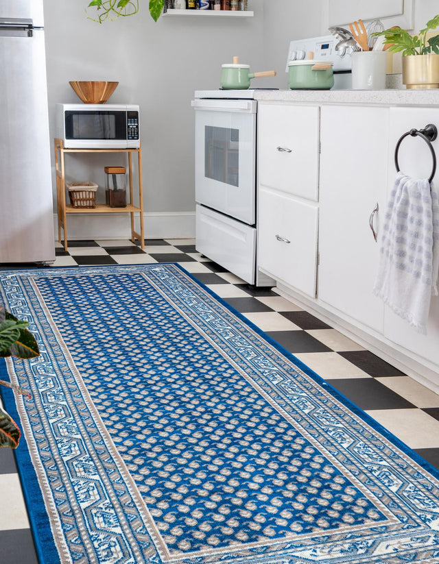 Blue 2' 9 x 9' 10 Williamsburg Runner Area Rug 100% Polypropylene With Cotton Backing Durable Easy Clean Stain Resistant Carpet for Sale at Rug Engine