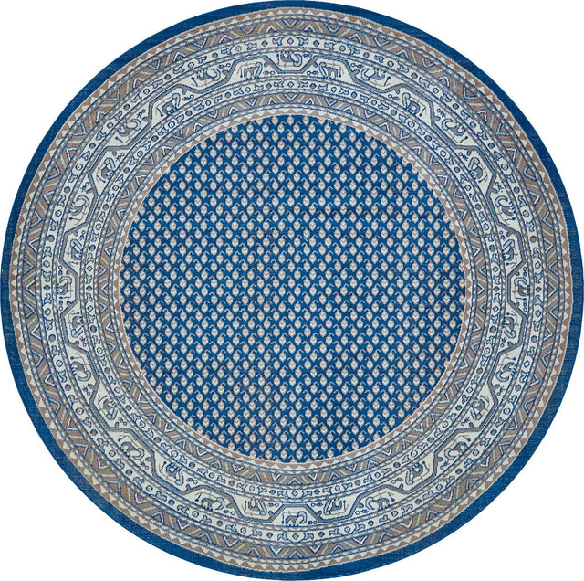 Blue 8' x 8' Williamsburg Round Area Rug 100% Polypropylene With Cotton Backing Durable Easy Clean Stain Resistant Carpet for Sale at Rug Engine