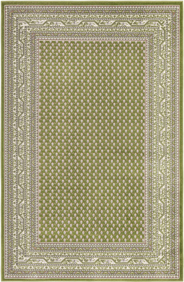 Green 5' 1 x 8' Williamsburg Rectangle Area Rug 100% Polypropylene With Cotton Backing Durable Easy Clean Stain Resistant Carpet for Sale at Rug Engine