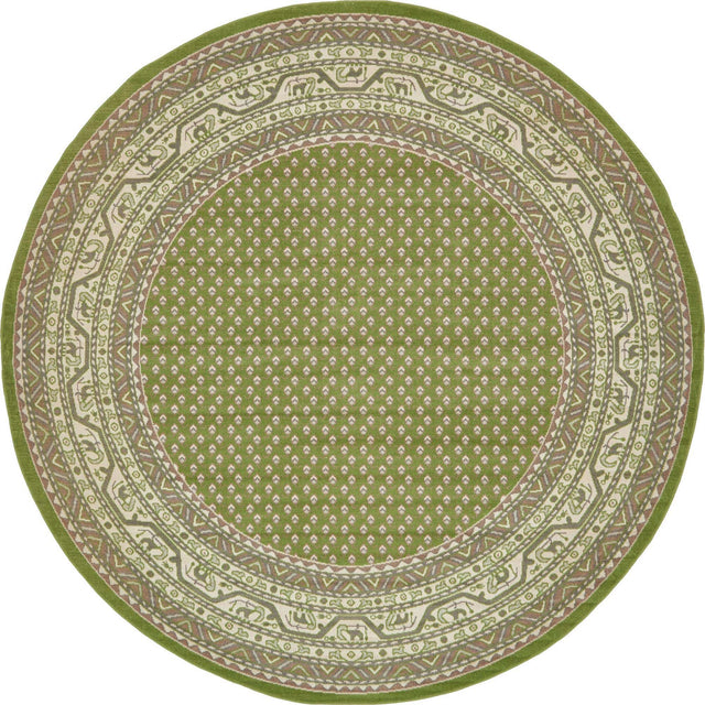 Green 8' x 8' Williamsburg Round Area Rug 100% Polypropylene With Cotton Backing Durable Easy Clean Stain Resistant Carpet for Sale at Rug Engine