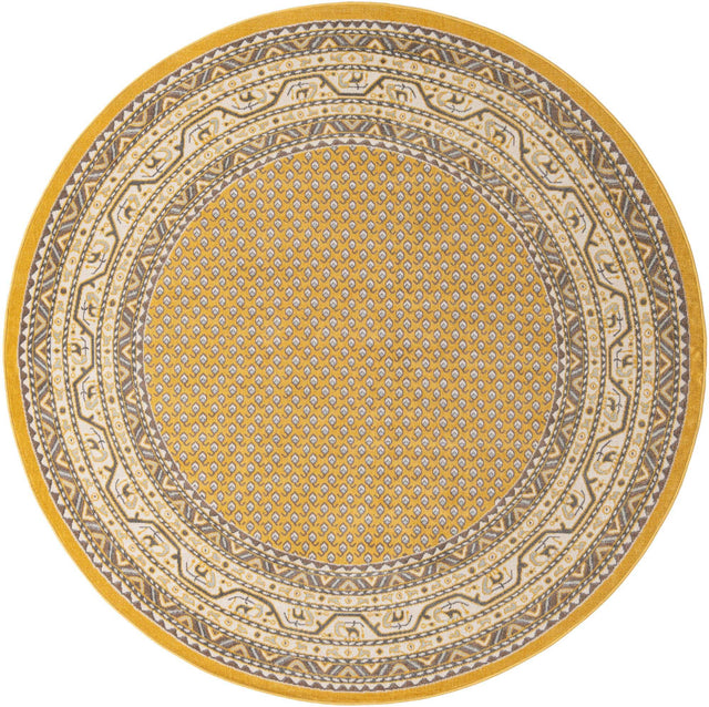 Yellow 8' x 8' Williamsburg Round Area Rug
