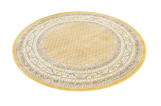 Yellow 5' 3 x 5' 3 Williamsburg Round Area Rug 100% Polypropylene With Cotton Backing Durable Easy Clean Stain Resistant Carpet for Sale at Rug Engine