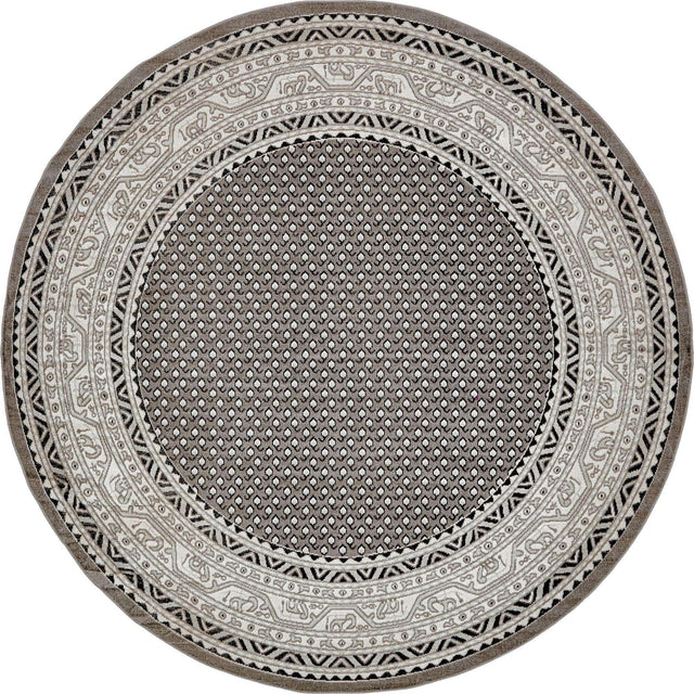 Gray 8' x 8' Williamsburg Round Area Rug 100% Polypropylene With Cotton Backing Durable Easy Clean Stain Resistant Carpet for Sale at Rug Engine