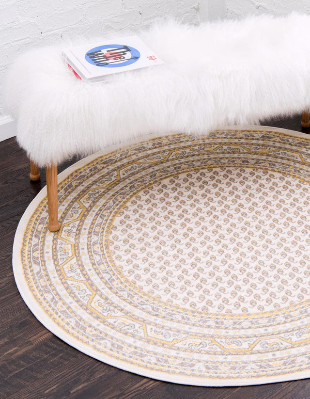Beige 5' 1 x 5' 1 Williamsburg Round Area Rug 100% Polypropylene With Cotton Backing Durable Easy Clean Stain Resistant Carpet for Sale at Rug Engine
