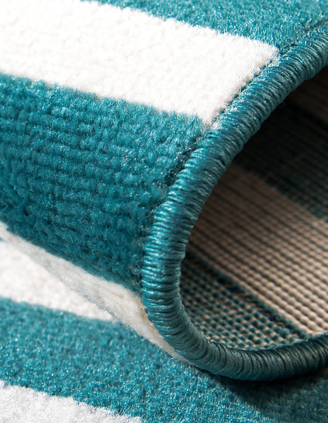 Turquoise 5' 3 x 5' 3 Williamsburg Round Area Rug 100% Polypropylene With Cotton Backing Durable Easy Clean Stain Resistant Carpet for Sale at Rug Engine