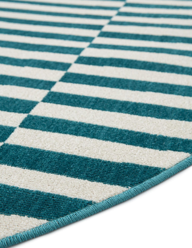 Turquoise 5' 3 x 5' 3 Williamsburg Round Area Rug 100% Polypropylene With Cotton Backing Durable Easy Clean Stain Resistant Carpet for Sale at Rug Engine