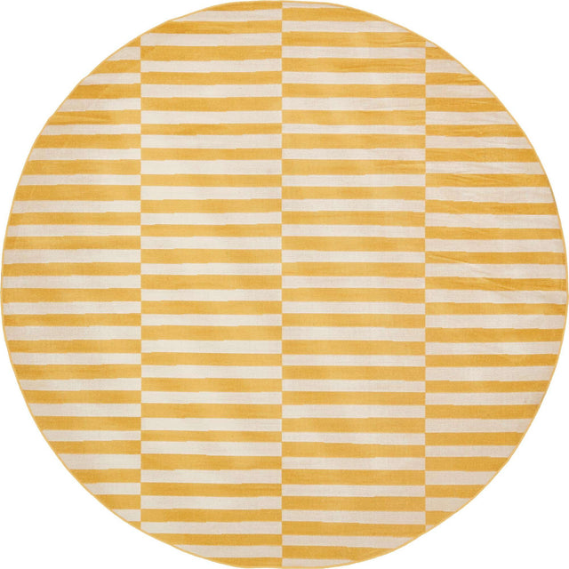 Yellow 8' x 8' Williamsburg Round Area Rug 100% Polypropylene With Cotton Backing Durable Easy Clean Stain Resistant Carpet for Sale at Rug Engine