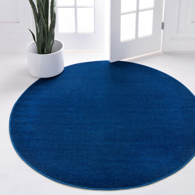 Navy Blue 3' 7 x 3' 7 Williamsburg Round Area Rug 100% Polypropylene With Cotton Backing Durable Easy Clean Stain Resistant Carpet for Sale at Rug Engine