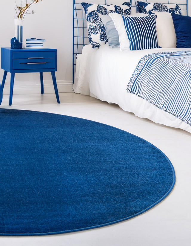 Navy Blue 5' 3 x 5' 3 Williamsburg Round Area Rug 100% Polypropylene With Cotton Backing Durable Easy Clean Stain Resistant Carpet for Sale at Rug Engine