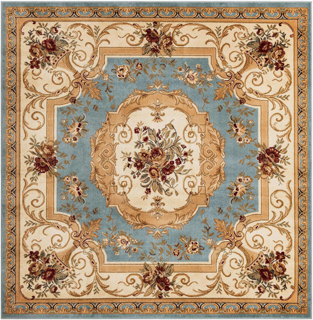 Light Blue 7' 10 x 7' 10 Versailles Square Area Rug