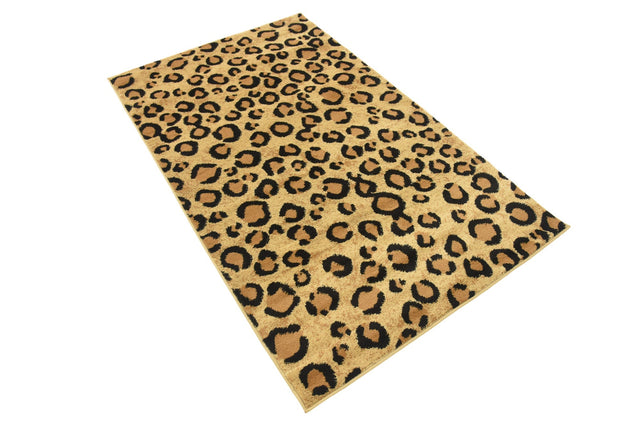 Light Brown 3' 1 x 5' 3 Wildlife Rectangle Area Rug Animal Print Safari Jungle Inspired Carpet for Unique Modern Interior Design for Sale at Rug Engine