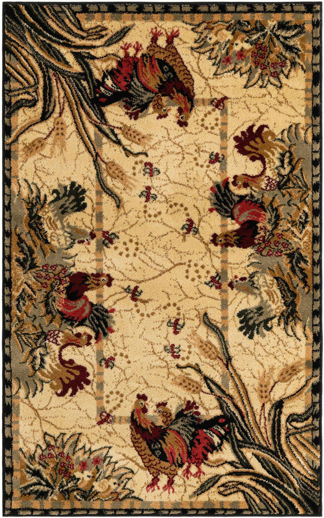 Cream 3' 1 x 5' 3 Barnyard Rectangle Area Rug 100% Polypropylene With Cotton Backing Traditional Cottage Rustic Classical Carpet for Living Office Bedroom Dining Room Easy to Clean Long Lasting & Durable Decor for Sale at Rug Engine