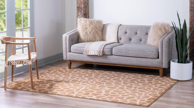 Yellow 3' 3 x 5' 3 Wildlife Rectangle Area Rug Animal Print Safari Jungle Inspired Carpet for Unique Modern Interior Design for Sale at Rug Engine