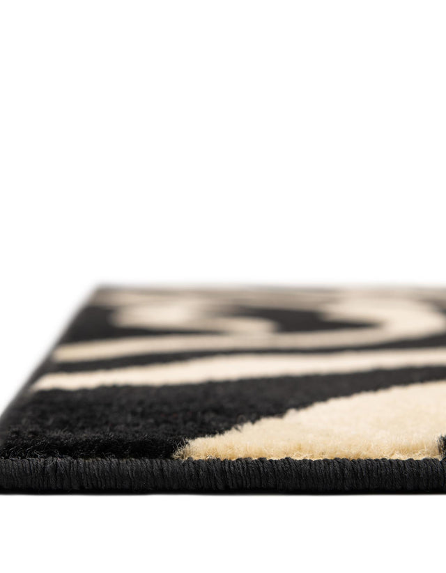 Black 9' x 12' Wildlife Rectangle Area Rug Animal Print Safari Jungle Inspired Carpet for Unique Modern Interior Design for Sale at Rug Engine