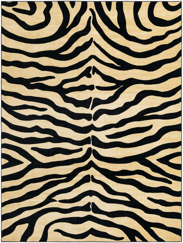 Cream 9' x 12' Wildlife Rectangle Area Rug Animal Print Safari Jungle Inspired Carpet for Unique Modern Interior Design for Sale at Rug Engine