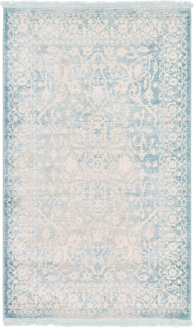 Light Blue 3' 3 x 5' 3 New Classical Rectangle Area Rug 70% Polypropylene & 30% Polyester Traditional Vintage Distressed Carpet for Interior Design Home Decor for Sale at Rug Engine