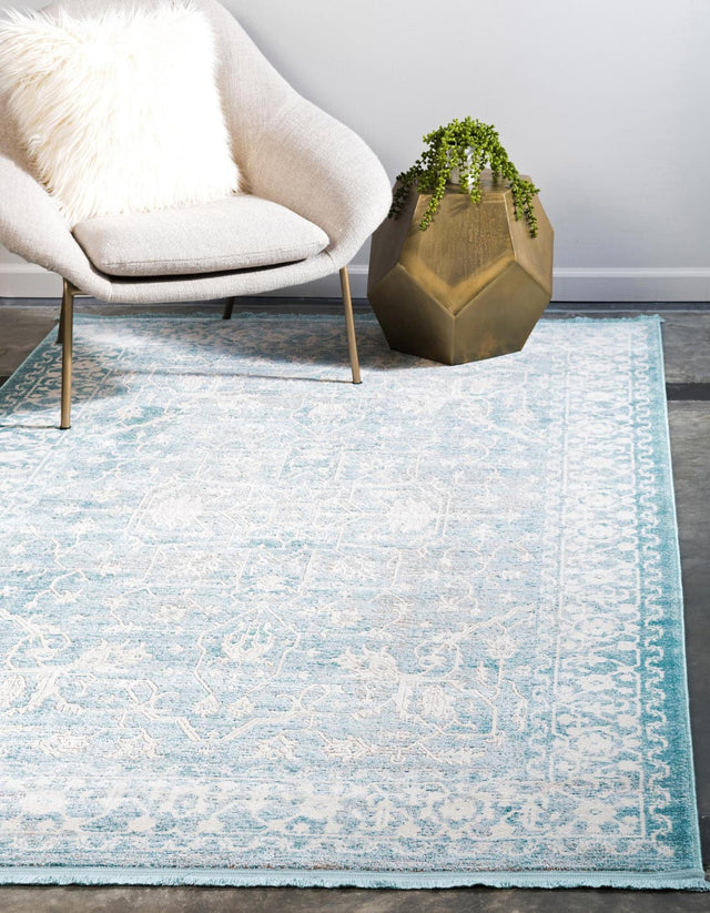 Light Blue 8' x 10' New Classical Rectangle Area Rug 70% Polypropylene & 30% Polyester Traditional Vintage Distressed Carpet for Interior Design Home Decor for Sale at Rug Engine