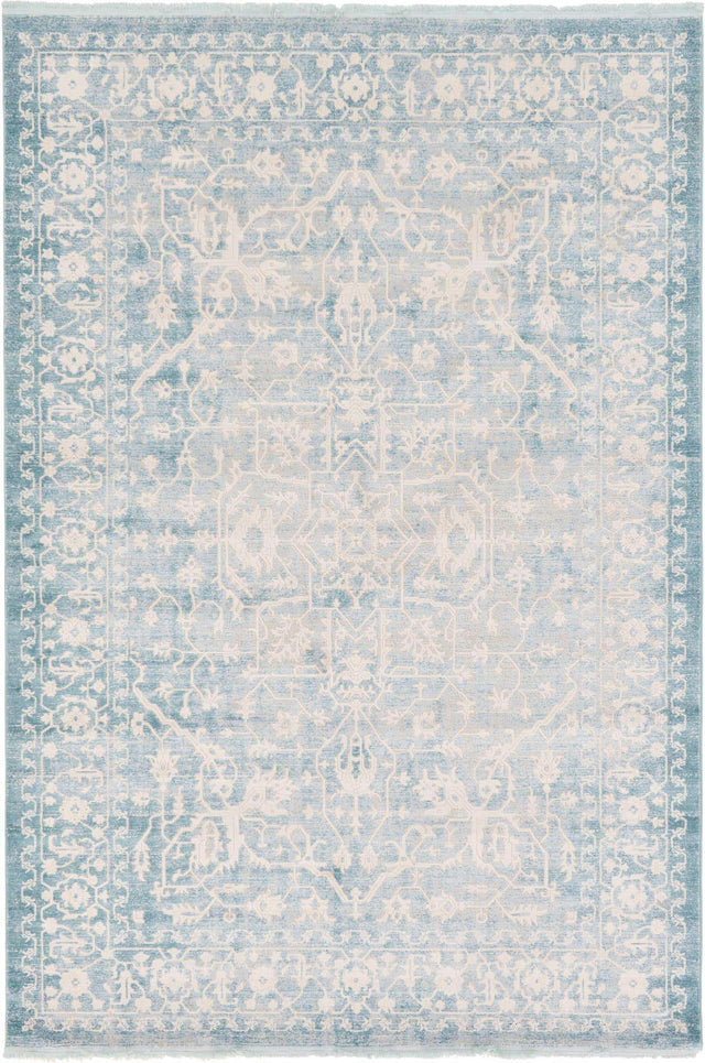 Light Blue 7' 1 x 10' New Classical Rectangle Area Rug 70% Polypropylene & 30% Polyester Traditional Vintage Distressed Carpet for Interior Design Home Decor for Sale at Rug Engine