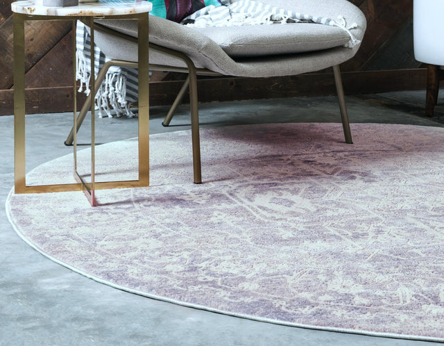 Purple 6' x 6' New Classical Round Area Rug 70% Polypropylene & 30% Polyester Traditional Vintage Distressed Carpet for Interior Design Home Decor for Sale at Rug Engine