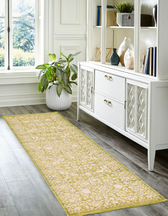 Light Green 3' x 10' New Classical Runner Area Rug 70% Polypropylene & 30% Polyester Traditional Vintage Distressed Carpet for Interior Design Home Decor for Sale at Rug Engine