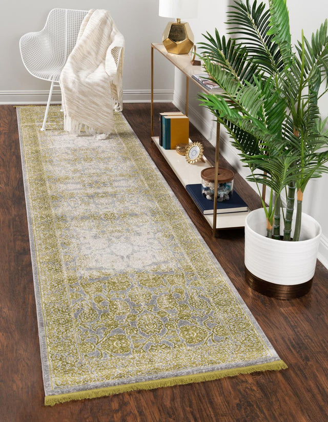 Light Green 2' 7 x 10' New Classical Runner Area Rug 70% Polypropylene & 30% Polyester Traditional Vintage Distressed Carpet for Interior Design Home Decor for Sale at Rug Engine