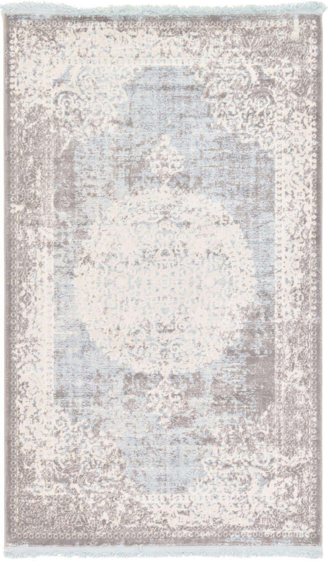 Light Blue 3' 3 x 5' 3 New Classical Rectangle Area Rug 70% Polypropylene & 30% Polyester Traditional Vintage Distressed Carpet for Interior Design Home Decor for Sale at Rug Engine