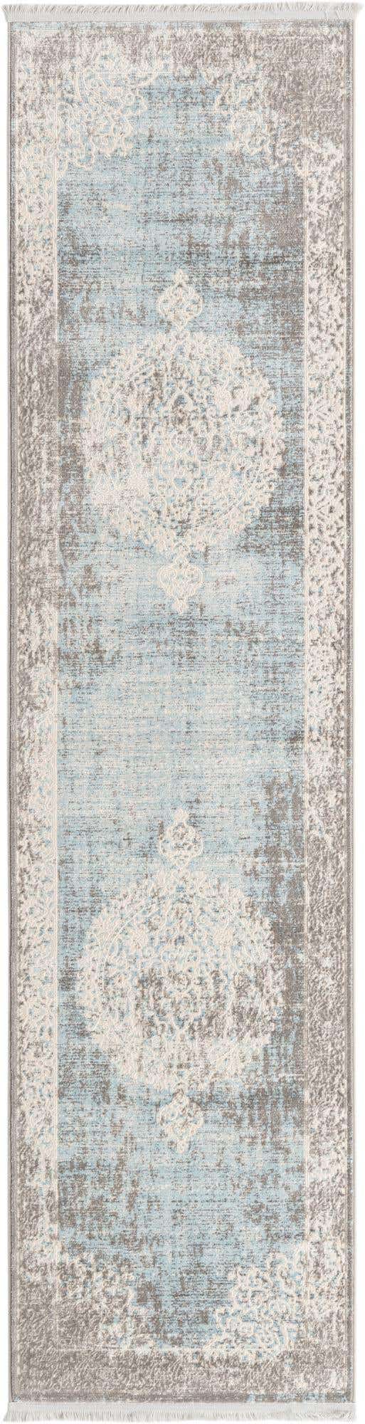 Light Blue 2' 7 x 10' New Classical Runner Area Rug 70% Polypropylene & 30% Polyester Traditional Vintage Distressed Carpet for Interior Design Home Decor for Sale at Rug Engine