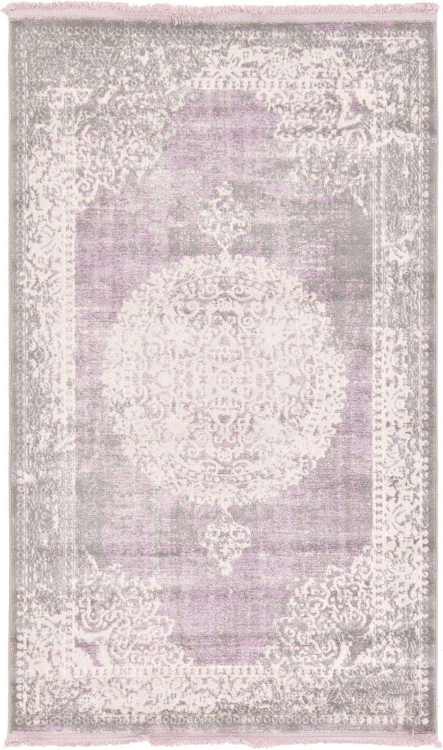 Purple 3' 3 x 5' 3 New Classical Rectangle Area Rug 70% Polypropylene & 30% Polyester Traditional Vintage Distressed Carpet for Interior Design Home Decor for Sale at Rug Engine